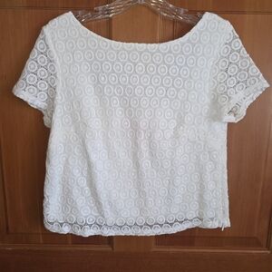 Lilly Pulitzer White Crochet Side Zip Lined  Blouse Size Small